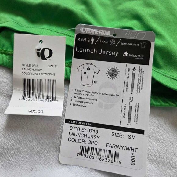 New men's S Pearl Izumi Launch cycling jersey in Green - Picture 6 of 12